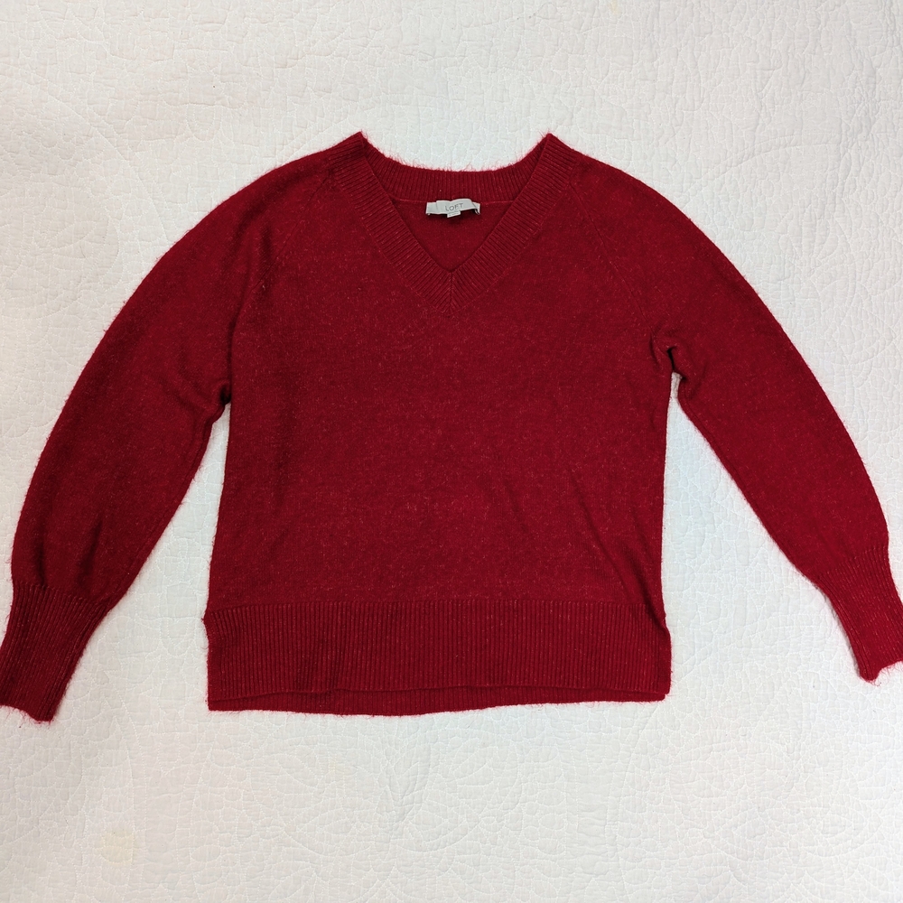 Loft Women's Soft V-Neck Red Sweater